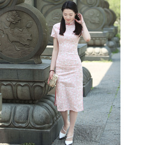 文艺复古少女学生中国风女士长款旗袍日常改良连衣裙中式礼服女装