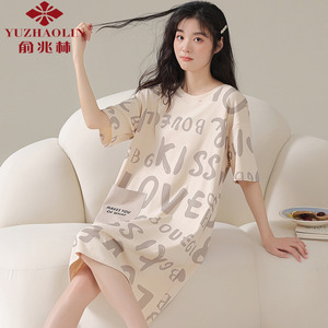 俞兆林纯棉睡裙女士夏季2023年新款夏天薄款可爱短袖宽松睡衣裙子