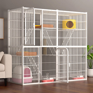 拼接猫笼子别墅三层自由大空间猫舍大型繁殖猫屋家用小型猫窝爬架
