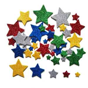 幼儿园益智玩具EVA手工贴画早教环境装饰 彩色金粉五角星星奖励贴
