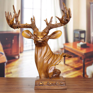 欧式鹿头摆件北欧美式别墅家高档家居客厅鹿装饰品办公室创意摆设