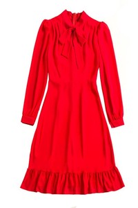 朴信惠明星同款高端裙子春秋女本命年红色系带中长款连衣裙礼服裙