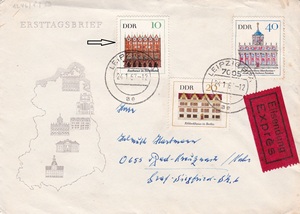 德国实寄封 贴世界遗产施特拉尔松德和维斯马的历史中心邮票