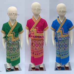 精品泰国女童装 傣族儿童舞蹈服装演出礼服 泼水节民族服饰套装