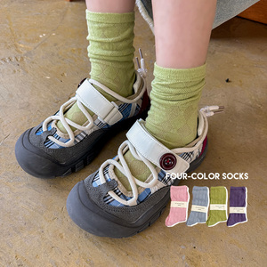 女童袜子夏季薄款2024新款儿童洋气菱格舒适透气百搭中筒袜长袜潮