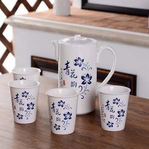 陶瓷茶具青花韵大容量水壶简约中式套杯水具套装套装水杯套装家用