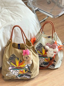 日本代购高圆圆同款ball chain热带雨林刺绣环保袋购物袋布包女包