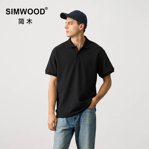 Simwood简木男装【标准宽松】300g粗珠地棉sorona 翻领短袖polo衫