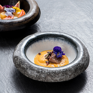 日式陶瓷碗刺身碗创意石头碗复古菜盘凉菜碟子家用个性西式沙拉碗
