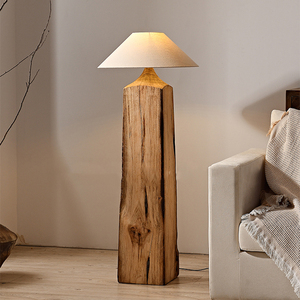 中古落地灯木桩侘寂风中式客厅卧室创意木头床头民宿日式实木灯具
