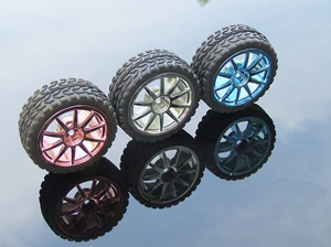 智能小车车轮 65mm橡胶轮胎 六角孔 DIY模型玩具机器人配件1:10