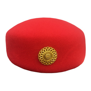 女士军鼓帽乐队贝雷帽红色表演帽空姐帽仪仗队演出毛呢鼓号帽子