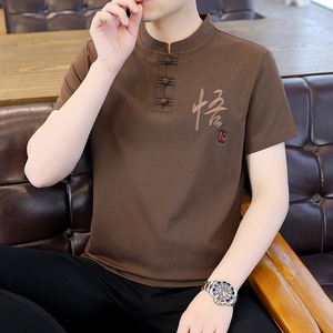 中国风短袖t恤男士夏季新中式唐装体恤复古装盘扣半袖打底衫上衣