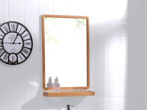厕所太空铝浴室镜卫生间防水置物架镜子挂墙式打孔储物柜壁挂吊镜
