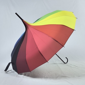 意大利LINDYLOU宝塔造型伞！满天彩虹配色！16骨手动防风长柄雨伞