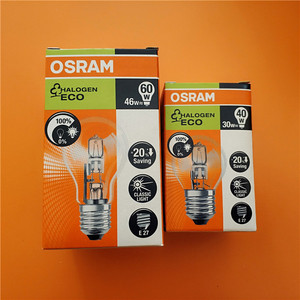 OSRAM欧司朗E27透明卤素灯泡46W护眼光源E14卤钨灯室内可调光30W