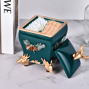 棉签盒牙签盒欧式创意家居摆件树脂收纳盒家庭用品可爱2019新款
