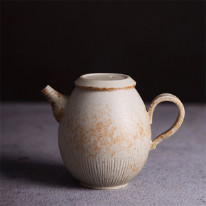粗瓷志野泡茶壶景德镇纯手工陶瓷茶具复古白色粗陶窑变软水小陶壶