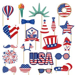 美国国庆节独立日纪念日派对聚会拍照道具布置USA星条旗帽子卡片
