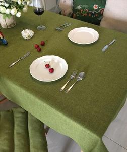 简约日系加厚棉麻素色纯色布艺桌布台布茶几布可定做桔色绿色包邮