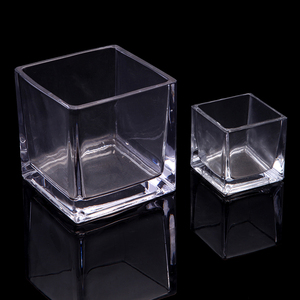 厚重方形透明玻璃鱼缸 婚庆方烛台 金钱草绿萝水培方缸  黑白花器