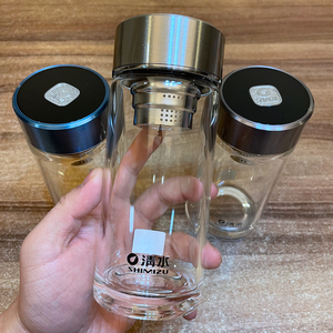 SHIMIZU/清水单层玻璃杯带滤网绿茶杯加厚男士大容量简约透明水杯