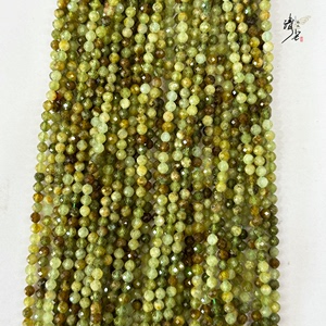 天然绿石榴石切面圆珠沙弗莱半成品散珠DIY手链项链编织串珠饰品