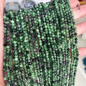 纯天然红绿宝石2-3-4mm切面小珠流苏编织手链项链散珠diy手工串珠