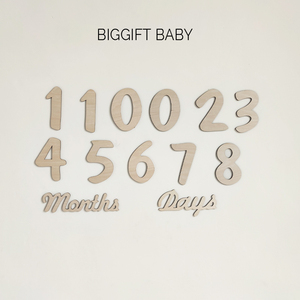 木质英文数字牌百天满月宝宝婴儿周岁月份拍照道具神器成长记录