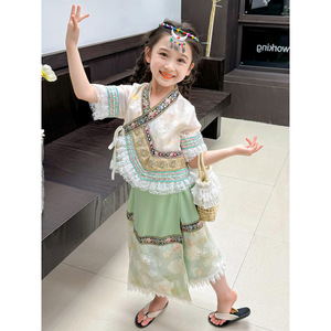 女童云南傣族套装洋气少数民族童装小女孩六一古风古装舞蹈演出服