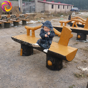 水泥仿木长椅坐凳混凝土长凳园林景区仿木纹长条椅子花架垃圾桶