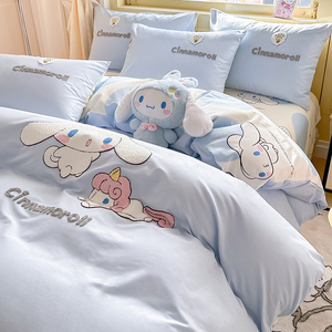 玉桂狗可爱纯棉四件套全棉卡通女孩床上用品儿童被套床单人三件套