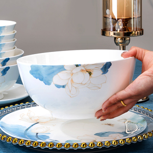 骨瓷汤碗面碗加大号8英寸拉面碗中式陶瓷防烫泡面碗餐具汤盆海碗