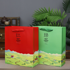 茶叶礼品袋一斤装高档手提袋红茶绿茶龙井茶通用袋500克装白卡纸