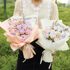 碎冰蓝玫瑰仿真干花小花束送女友闺蜜生日礼物香皂花永生假花拍照