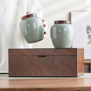 茶叶包装礼盒空盒烤漆木盒开片汝窑陶瓷罐通用红茶绿茶金骏眉精致