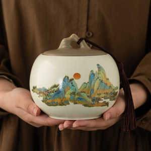 陶瓷茶叶罐空罐密封罐防潮存茶罐家用绿茶红茶普洱大号瓷罐储存罐