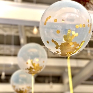 透明气球五角星碎片乳胶气球金色星星CONFETTI派对气球婚房布置