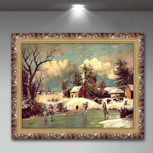 风景欧式装饰画客厅壁画墙上挂画沙发背景山水油画美式三联画雪景