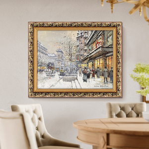 世界名画安托万巴黎街景装饰画餐厅古典风景油画欧式横版壁炉挂画