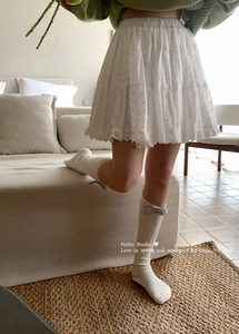 NONO春季新款复古法式减龄重工定制刺绣蓬蓬白色半身裙甜美短裙女