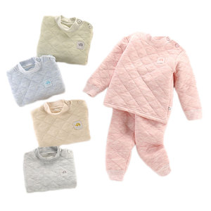 儿童保暖内衣套装夹棉纯棉1-6岁宝宝三层保暖加厚加棉冬童装