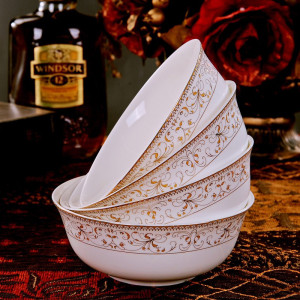 4个装景德镇陶瓷泡面碗家用2024新款饭碗6英寸碗碟套装大汤碗菜碗