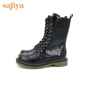 Safiya/索菲娅靴子新款女靴系带中筒厚底马丁靴女潮ins酷靴子