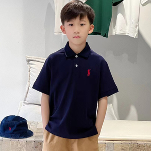 韩国男童夏装短袖t恤2024新款中大儿童男孩夏季衬衫POLO衫上衣潮