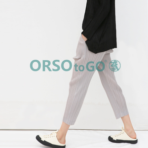 ORSOtogo褶皱八分铅笔裤女夏美腿裤修身打底休闲裤大码欧洲站