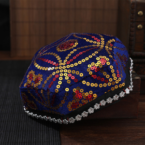 新疆舞蹈帽子维吾尔族舞台演出帽带辫子艺考民族舞头饰维族六角帽