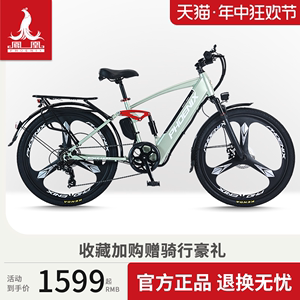 凤凰新国标锂电池电动山地自行车26寸代步助力变速电动单车电瓶车