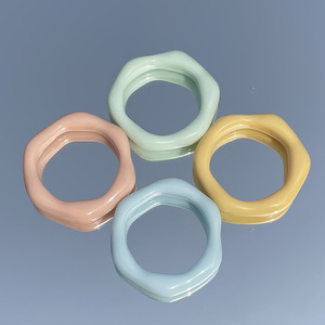 韩版简约镂空六角形戒指diy树脂配件耳环钥匙扣挂件头饰材料