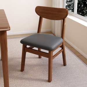 简约北欧实木餐椅家用靠背椅皮质舒适现代休闲奶茶店餐厅饭店椅子